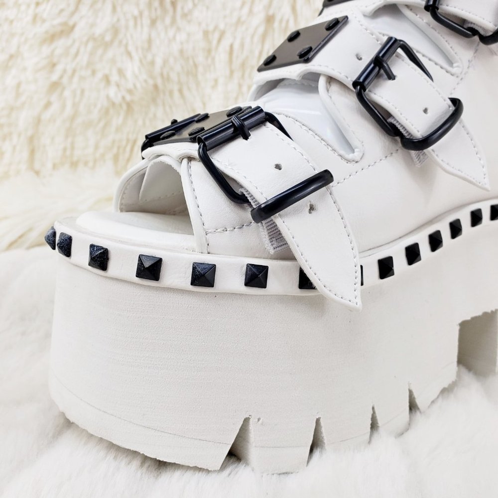 White Ashes Goth Punk Platform Sandal Shoes - Picture 3 of 14